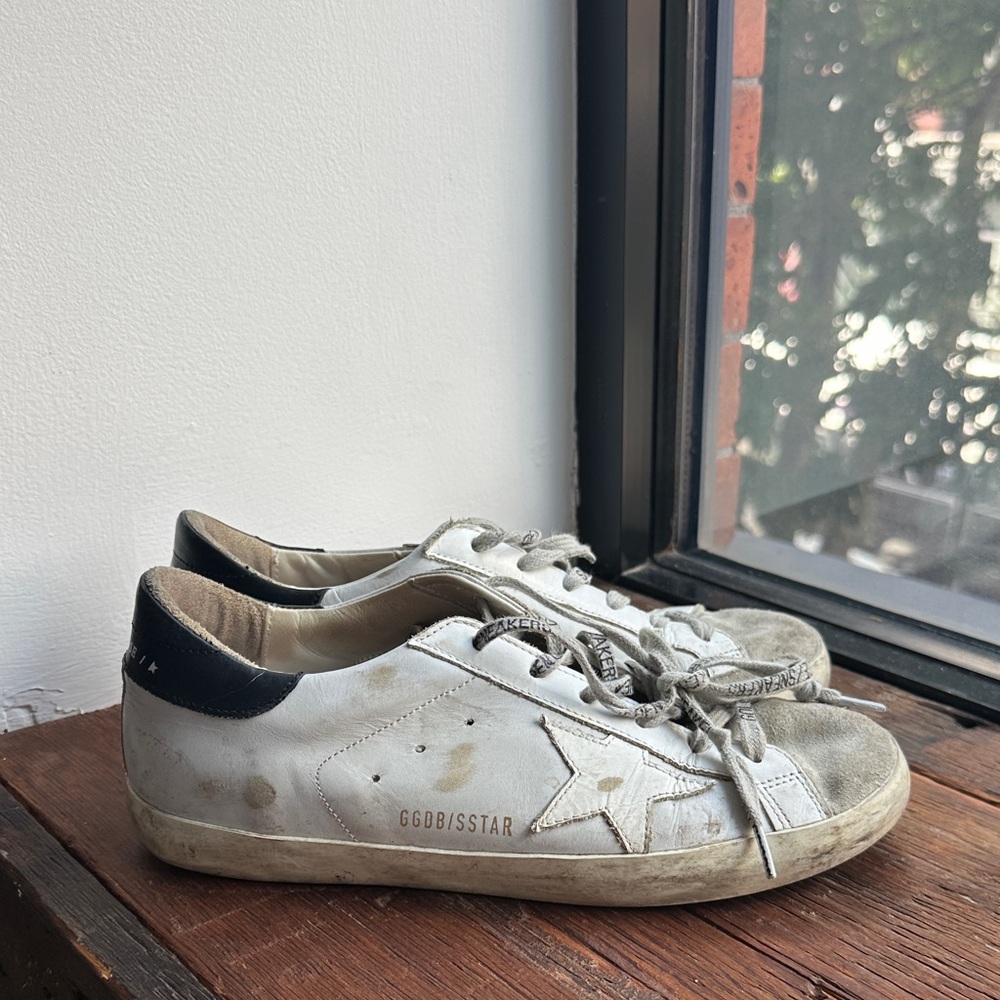 Golden Goose White and Gray Sneakers